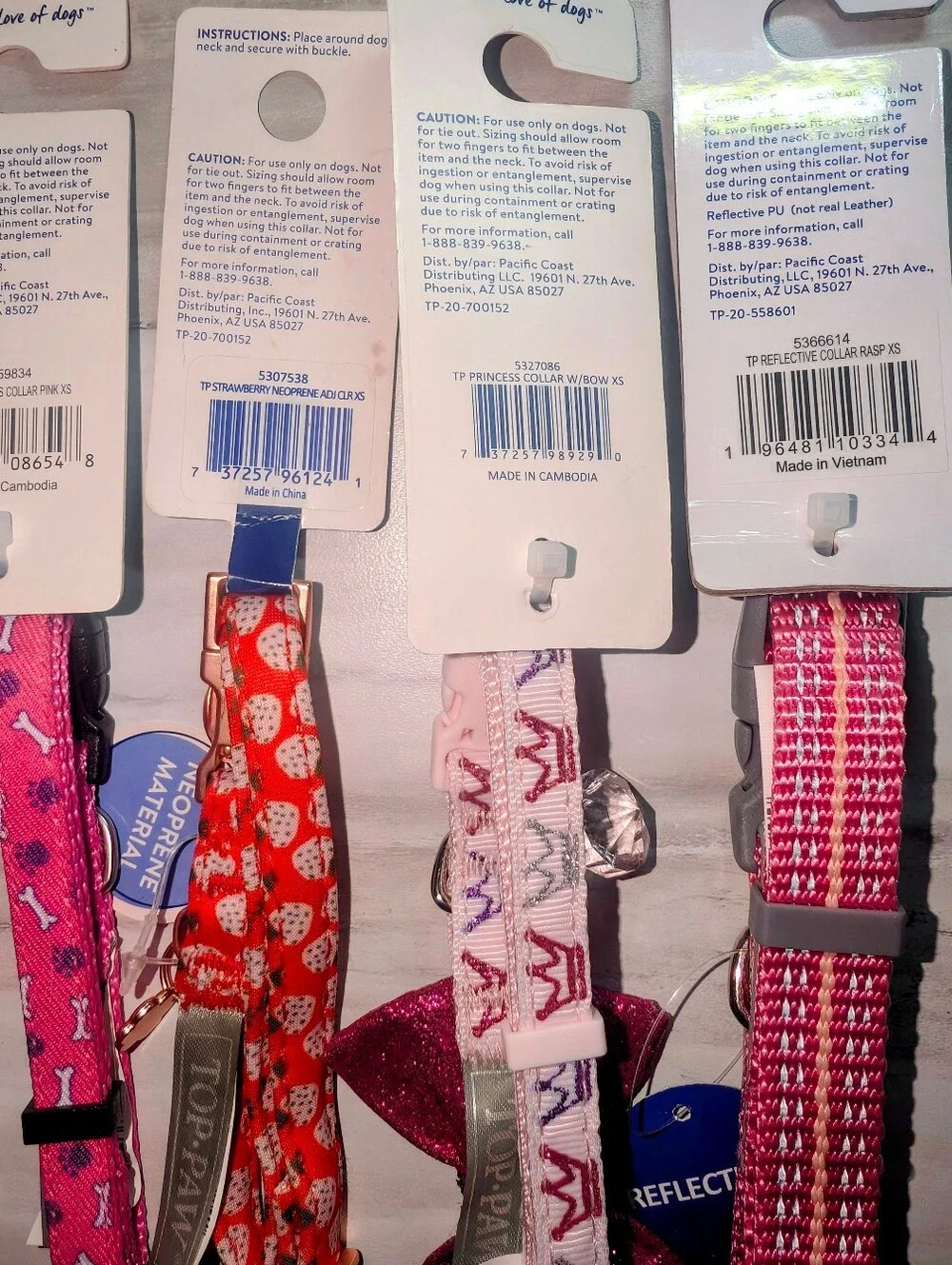 TOP-PAW X-SMALL Dog Collars (8-12 inch) - Lot of 5